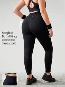 GLOWMODE 24" Plus Size Seamless Ready Set Go Tummy Control Scrunch Butt High-Waist Leggings Medium Impact Running Jogging Training Gym Workout
