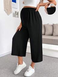 SHEIN Maternity Solid Color Casual Loose Pants,Maternity Clothes