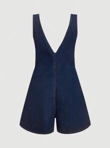 SHEIN MOD MOD 女式牛仔背带裤，春假圣帕特里克节连体裤，女式演唱会服装，圣帕特里克节服装，趣味连体裤，复古风女装，伊比萨风格 - 深色水洗藍 - 查看 6