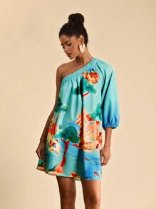 Travachic Women's Summer Vacation Printed Loose Halter Dress,Summer,Summer Outfits For Women,Beachwear,Easter,Beach Outfits For Woman,Vacation Outfits Women,Concert Outfit Women,BOHO,Music Festival,Tropical Vacation Woman Clothes,Romantic,Summer Dresses For Women,Bohemian Clothes