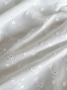 Lunelith SHEIN Lunessa Nouvelle blouse femme à fine bretelle et petite manche épaulette en dentelle blanche, style français, coupe slim, pour l'été