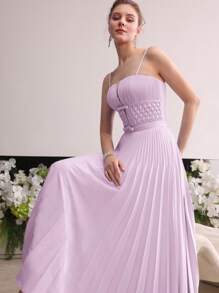 MOTF Soiréza PLEATED FLOWY CAMI COCKTAIL DRESS - Purple - View 1