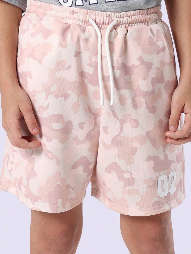 Varsity 레터 프린트 티셔츠 코디 세트