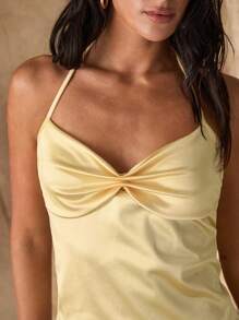 Glamine 黄色褶皱露背上衣、节日派对狂欢节上衣、女士夏季上衣、基本款上衣、露背上衣、女士夏季服装、夏季上衣、短款上衣、女士度假服装 - 黃色 - 查看 7