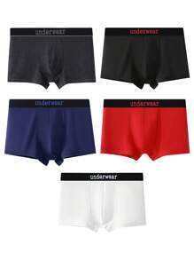 Manfinity Underwear&Sleepwear Basics 5条装男士字母腰头平角内裤 - 彩色 - 查看 4
