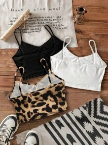 Attitoon 3 Set Multicolor Knit Camisole Tops For Women, Minimalist Fashion Casual Everyday Wear Bow Tie Back To School - Multicolor - View 2