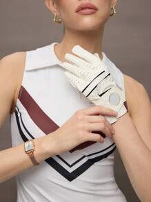 Activina Activina Polo sport casual da donna con blocchi di colore e righe, senza maniche