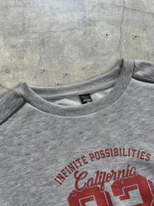 AXEPEAK Men's Loose Fit English Letter Print Crew Neck Long Sleeve Pullover Sweatshirt, For Fall Winter - Grey - View 4