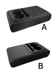 1 Stück Autositz-Armlehnen-Box-Kissen, Autositz-Mittelarmlehnen-Kissen mit 2 Getränkehaltern PU-Leder-Armlehnenauflage, tragbare Autositz-Armlehnen-Kissenbezug Höhenkissen, Geschenk für Freundin