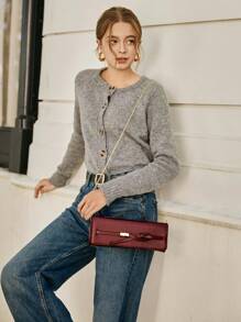 SHECARRY Bolso de tela de unicolor simple para mujer, bolso de uso diario casual, cartera roja para San Valentín