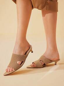 CUCCOO BASICS Sandalias de tacón de aguja de punta fina para mujer, diseño versátil - Marrón - Ver 10
