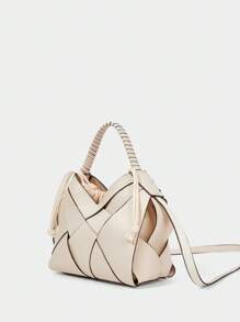 SHECARRY Bolso de mano casual de moda para mujer, de gran capacidad - Beis - Ver 2