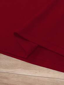 INAWLY Áo ba lỗ không tay dây rộng trang trí vòng tròn giản dị cho nữ - Màu Đỏ Sâu - Xem 5