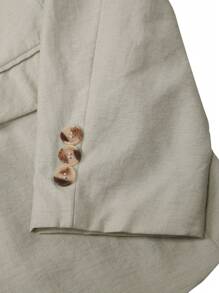 Calvornis 男士休闲通勤纯色夹克和裤子套装，西装 - 卡其色 - 查看 3