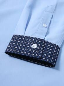 Calvornis Men's Casual Business Long Sleeve Shirt With Contrast Collar And Cuffs Men Fitted Shirts Men's Fashion Shirts, Fall - Baby Blue - View 7