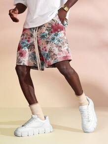 SUMWON 挂毯花卉印花常规款夏季海滩度假抽绳腰休闲短裤轻便透气度假装 - 彩色 - 查看 1