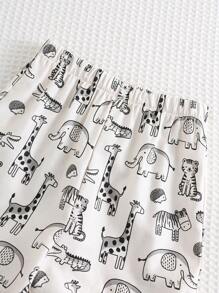 Cozy Pixies 2件套男婴椰子树印花Polo领短袖开衫和松紧腰短裤套装 - 杏色 - 查看 7