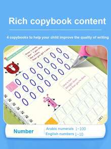 1 pieza, Libro de práctica de escritura, Ritmo en inglés, Libro de práctica mágica, Cuaderno, Literatura infantil, Aprendizaje, Números, Letras, Carta del alfabeto, Regalo de caligrafía, Escuela, Estudiante, Útiles escolares, Escuela infantil, Aprendizaje del inglés, Escritura en inglés