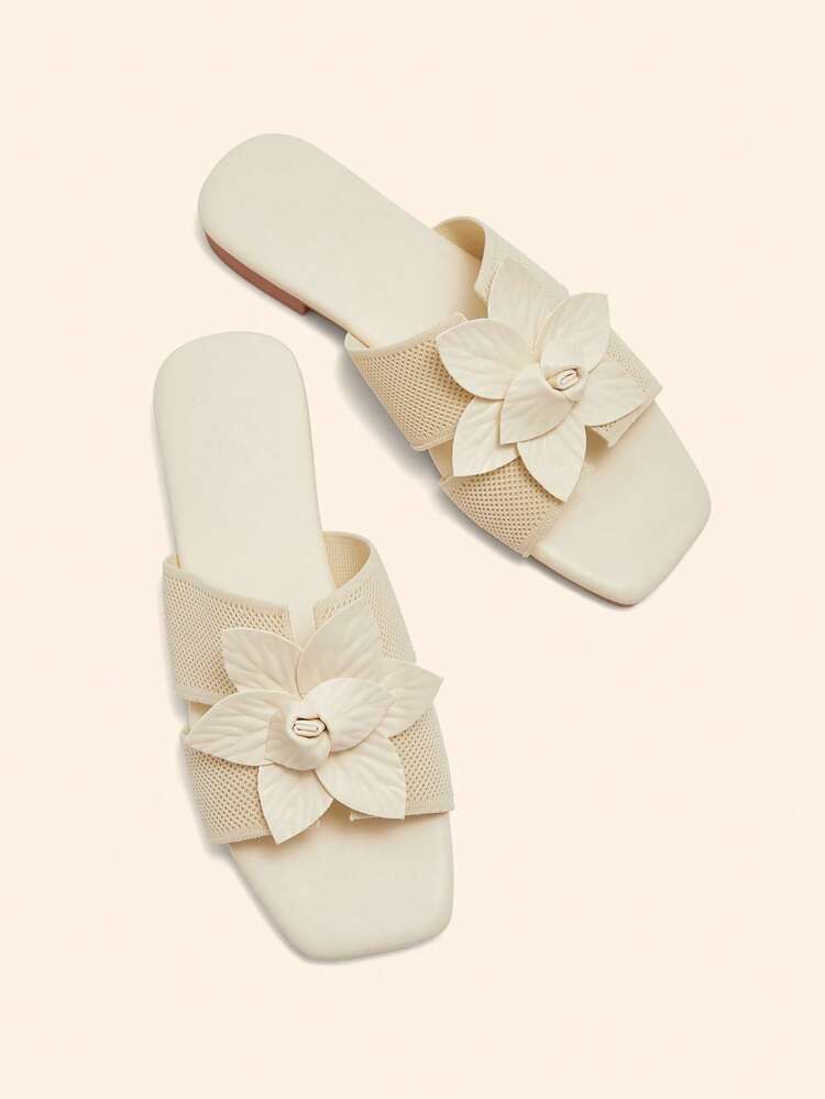 CUCCOO BASICS Square Toe Slip-On Slippers Casual Fashion Versatile Flat Sandals For Women