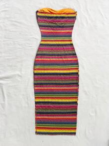 Soleia Women's Striped Pleated Front Tie Dress Beach Vacation Outfits Spring Summer Outfits For Women - Multicolor - View 2