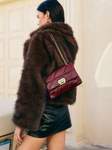 SHECARRY Borsa a spalla donna versatile di colore unito, classica, adatta per San Valentino, borsa elegante da donna, borsa da donna elegante, di lusso - Bordò - Visualizzare 8