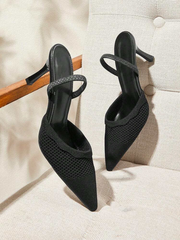 CUCCOO BASICS Pointed Toe High Heel Bowknot Backless Stiletto Pumps, Fashionable & Versatile For Party Occasions