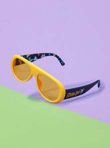 SCOOBY-DOO X SHEIN Colorblock Letter And Cartoon Puppy Pattern Unique And Fashion Eyeglasses - Yellow - View 3