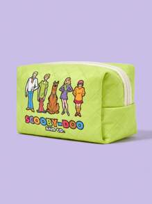 SCOOBY-DOO X SHEIN Bolsa de cosméticos acolchoada com estampa de desenho animado, organizadora de maquiagem portátil com zíper, bolsa de armazenamento multifuncional, bolsa de viagem leve, adequada para homens e mulheres