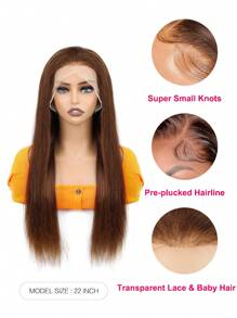 Reddish Brown Straight Lace Front Wigs Pre Plucked 13x4 Transparent Lace Front Wigs Human Hair For Women 180 Density - S4 - View 5