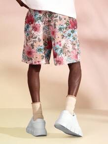 SUMWON 挂毯花卉印花常规款夏季海滩度假抽绳腰休闲短裤轻便透气度假装 - 彩色 - 查看 2