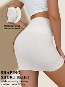 NudeFit 1pc Women Seamless Formfitting High Cinched Waist Mini Skirt