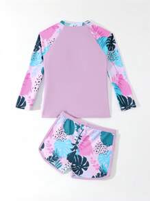 Tween Girl Strappy Spaghetti Strap Bikini - Purple - View 2