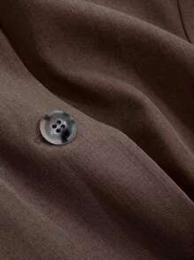Livesso 女士休闲简约单排扣短袖西装外套商务装 - 咖啡棕 - 查看 5