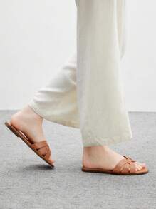 CUCCOO BIZCHIC 女士舒适简约百搭平底凉鞋 - 藕粉色 - 查看 6