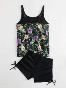 Swim Lushoire 2pcs/Set Women's Slimming Swimwear, Cover Up For Spa Holiday For Summer Beach Vacation - Multicolor - View 5