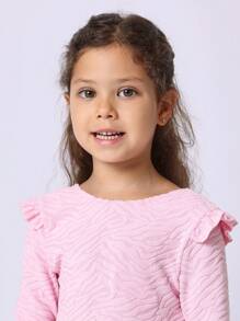 SUMWON Summer Beach Two-Piece Textured Long Sleeve Girls Swimming Suit With Ruffle Trim For Pool Beach Vacation Travel Swimming Lessons Dance