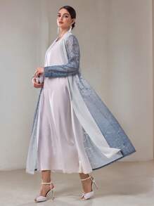 Al Najma Women's Floral Ombre Pattern Loose Abaya Cardigan Modest - Multicolor - View 3