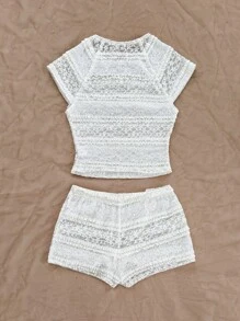 Soleia Women Two Pieces Outfits For Daily Wear - White - View 2