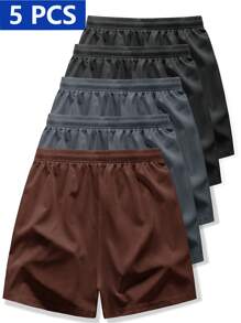 Manfinity Homme 5pcs Men's Spring & Summer Sports Shorts, Casual Shorts Shorts Pack Shorts Men Pack, Men Lounge Shorts, Men Streetwear Shorts, Mens Casual Short Pants, Men Drawstring Shorts