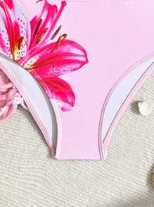 Set bikini a triangolo da 3 pezzi con stampa floreale e gonna spiaggia con laccetti per ragazza tween, adatto per vacanze, stile retrò, spiaggia, oceano, eleganza, carino
