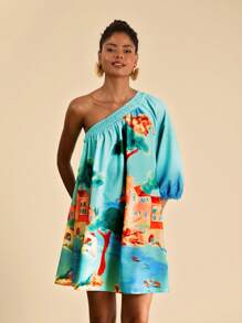 Travachic Women's Summer Vacation Printed Loose Halter Dress,Summer,Summer Outfits For Women,Beachwear,Easter,Beach Outfits For Woman,Vacation Outfits Women,Concert Outfit Women,BOHO,Music Festival,Tropical Vacation Woman Clothes,Romantic,Summer Dresses For Women,Bohemian Clothes