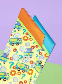 SCOOBY-DOO X SHEIN Vintage Landhausstil kleines Tuch mit gelbem Blumen- und Buss-Muster