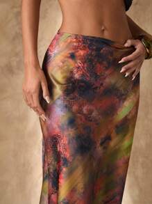 Glamine Chân váy chữ A in họa tiết satin cho nữ, thanh lịch và đa năng - Nhiều màu - Xem 6