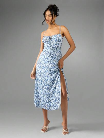 knee length dresses for ladies Melody Floral Midi Dress