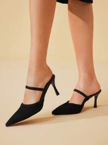 CUCCOO BASICS 尖头高跟蝴蝶结露背细高跟鞋，时尚百搭，适合派对场合 - 黑色 - 查看 5