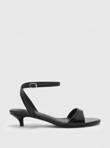 CUCCOO BIZCHIC 女士黑色单带复古性感小猫跟圆头凉鞋 - 黑色 - 查看 9