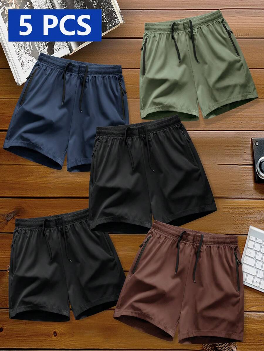 Manfinity Homme 5pcs/Set Men's Casual Sports Shorts, Spring/Summer - Multicolor - View 1