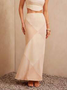 L'Amorae Women Elegant Simple Colorblock Plaid Mermaid Hem Skirt - Multicolor - View 1