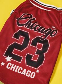 PETSIN 1 pièce Maillot réversible à rayures et numéro 23 de Chicago pour chat ou chien de compagnie, débardeur confortable et
