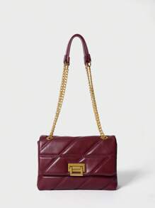 SHECARRY Borsa a spalla donna versatile di colore unito, classica, adatta per San Valentino, borsa elegante da donna, borsa da donna elegante, di lusso - Bordò - Visualizzare 2